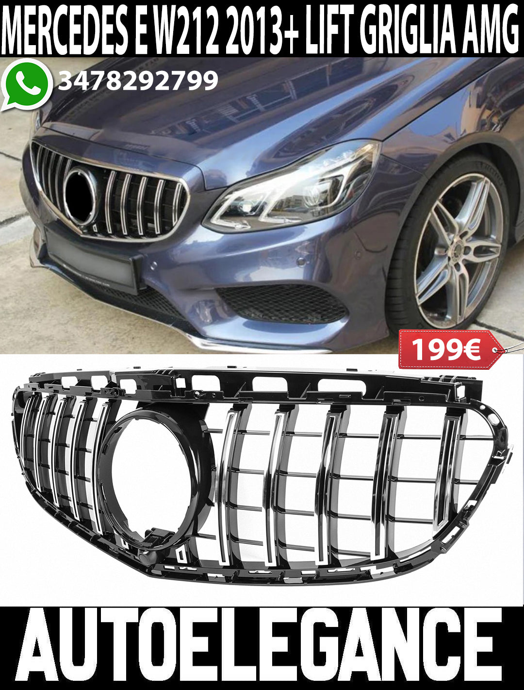 GRIGLIA ANTERIORE MERCEDES CLASSE E W212 2013-2016 LIFT SATINATO AMG