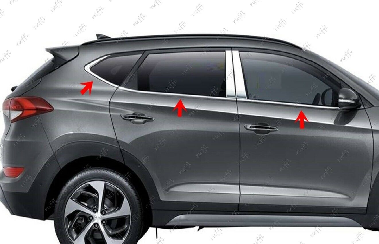 CORNICE FINESTRINI CROMATA HYUNDAI TUCSON TLE 2015+ MODANATURE ADESIVE ACCIAIO.- AUTOELEGANCERICAMBI