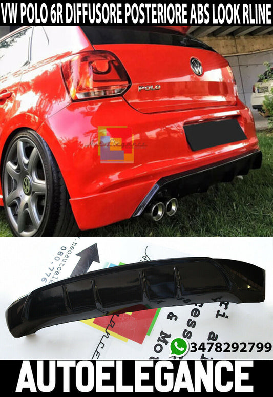 VW POLO 6R 2009-2014 SOTTO PARAURTI POSTERIORE DIFFUSORE ABS LOOK RLINE