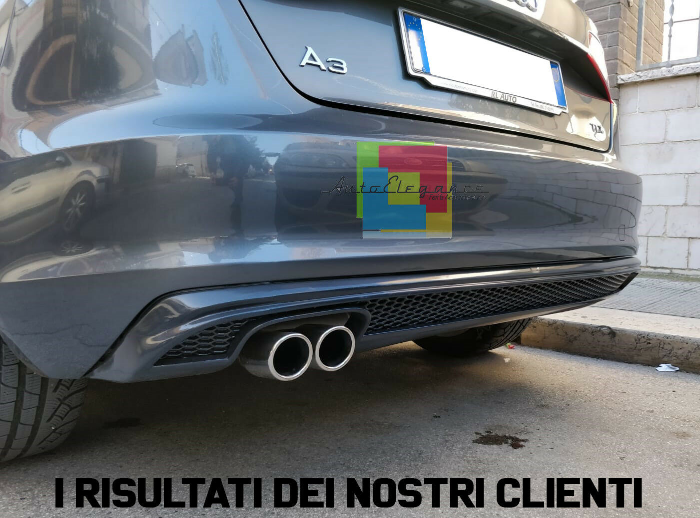 AUDI A3 8V SPORTBACK 2012-2015 SOTTO PARAURTI DIFFUSORE SLINE GRIGIO PLATINO AUTOELEGANCERICAMBI