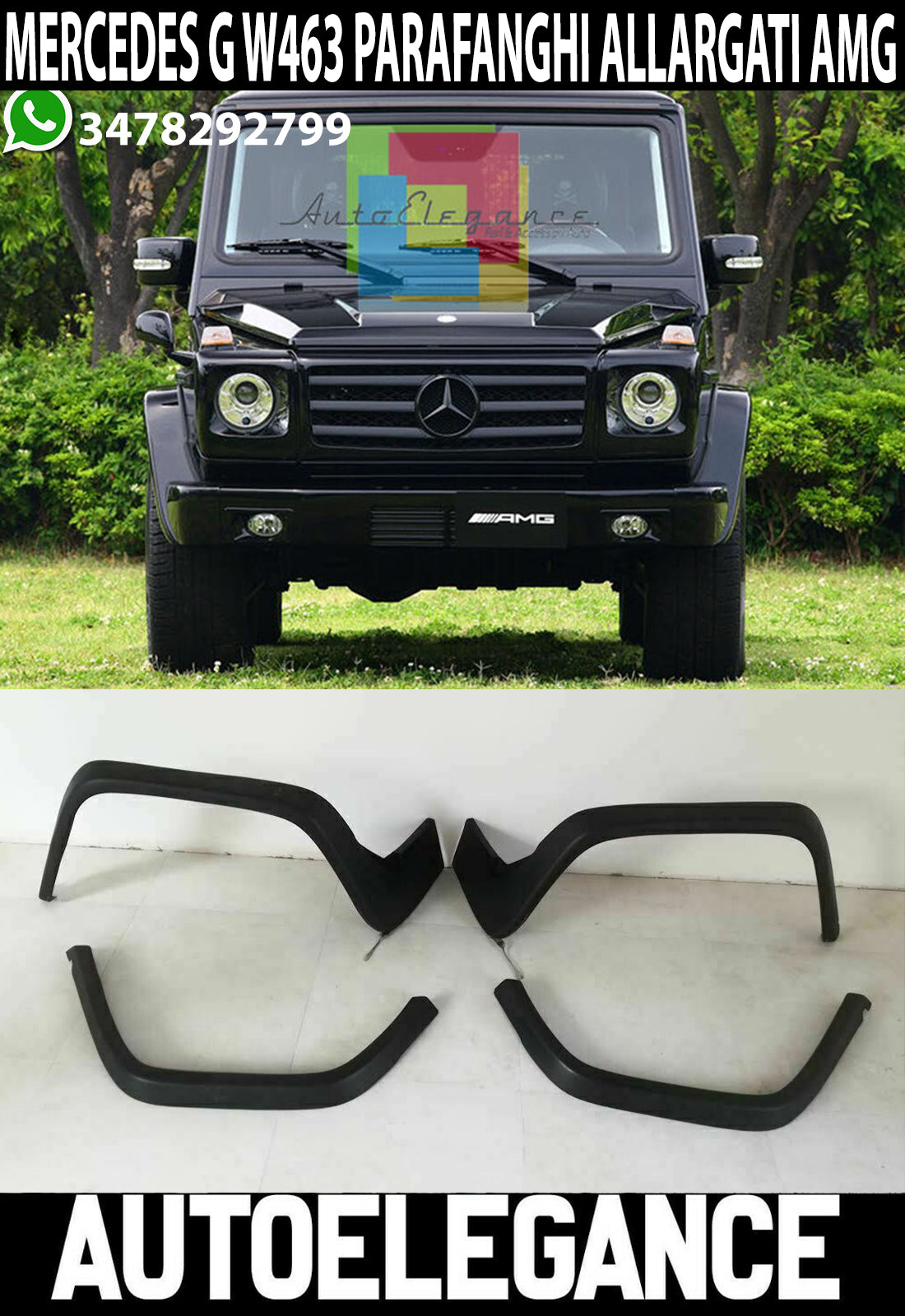 PARAFANGHI ALLARGATI MERCEDES CLASSE G W463 SPOILER PASSARUOTA LOOK AMG