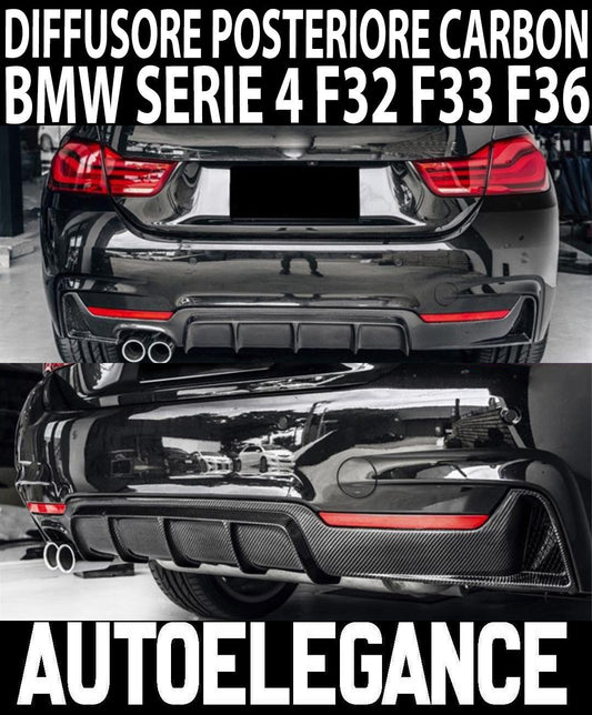 BMW SERIE 4 F32 F33 F36 2013+ SOTTO PARAURTI DIFFUSORE M CARBON DOPPIO SCARICO AUTOELEGANCERICAMBI