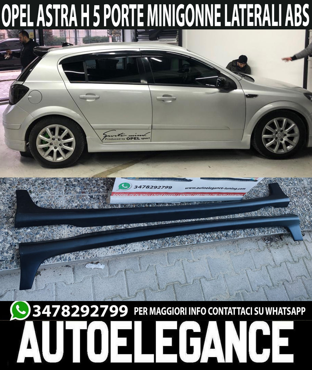 SIDE SKIRTS FOR OPEL ASTRA H 5 DOORS UNDER DOOR SPOILER ABS OPC 0104