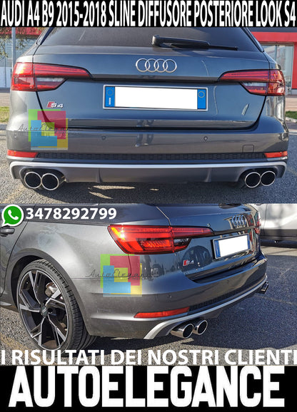 AUDI A4 B9 8W 2015-2018 SOTTO PARAURTI ABS DIFFUSORE POSTERIORE S4 PER SLINE AUTOELEGANCERICAMBI