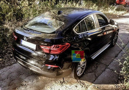 PEDANE LATERALI BMW X4 F26 2014+ SOTTO PORTA LOOK ACCIAIO INOX E PVC