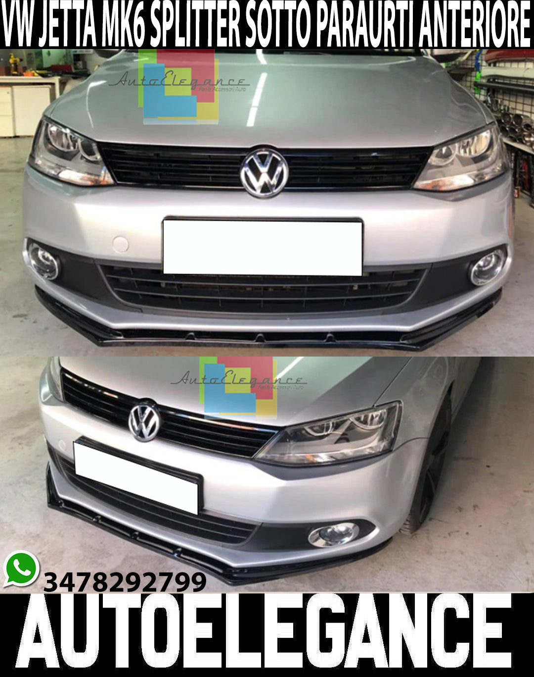 VW JETTA VI MK6 FRONT BUMPER SPLITTER GLOSS BLACK LIP SPOILER