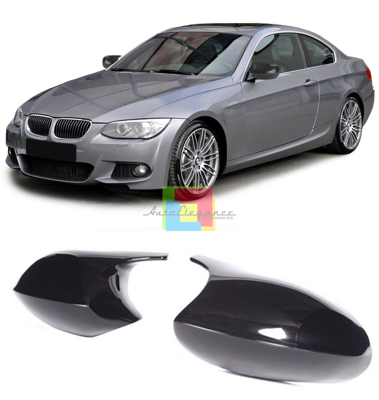 BMW SERIE 3 E92 E92 10-13 SPECCHI SOSTITUTIVI CALOTTE SPECCHIETTI NERO LUCIDO M3 AUTOELEGANCERICAMBI