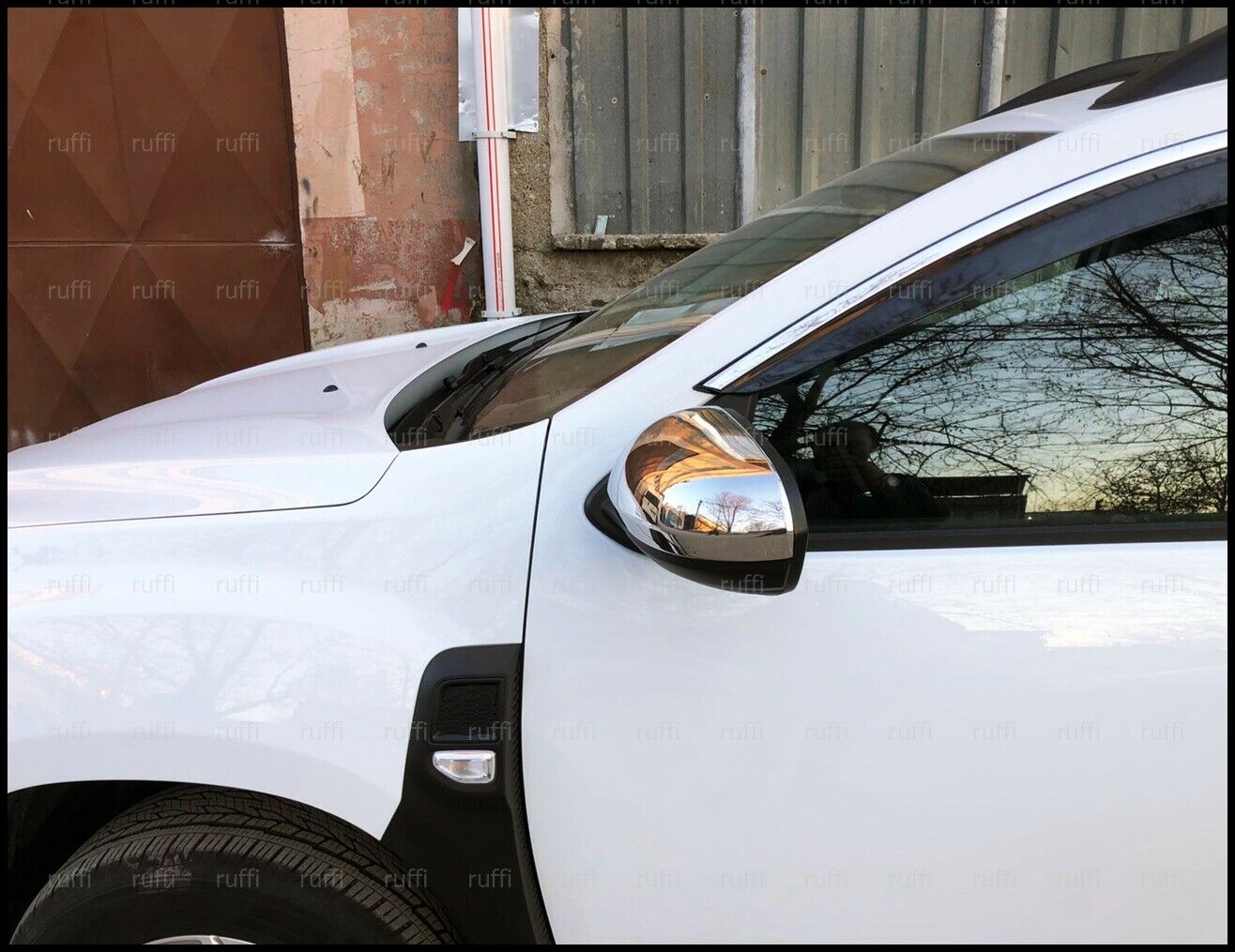 DACIA DUSTER II DAL 2018+ CALOTTE SPECCHIO ADESIVE CROMATE 3M ACCIAIO INOX AUTOELEGANCERICAMBI