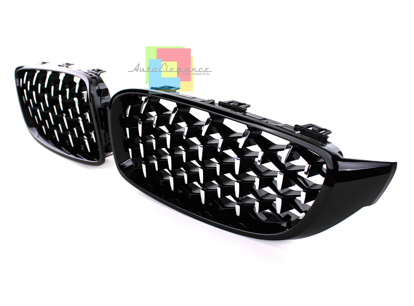 CALANDRA BMW SERIE 3 F30 F31 GRIGLIA ANTERIORE NERA / CROMATA LOOK M DIAMANTATA AUTOELEGANCERICAMBI