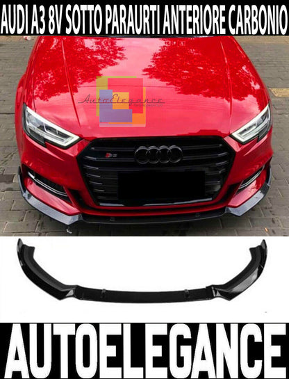 SPLITTER UNDER BUMPER AUDI A3 8V 2017+ SLINE ABS CARBON LOOK SPOILER RS3