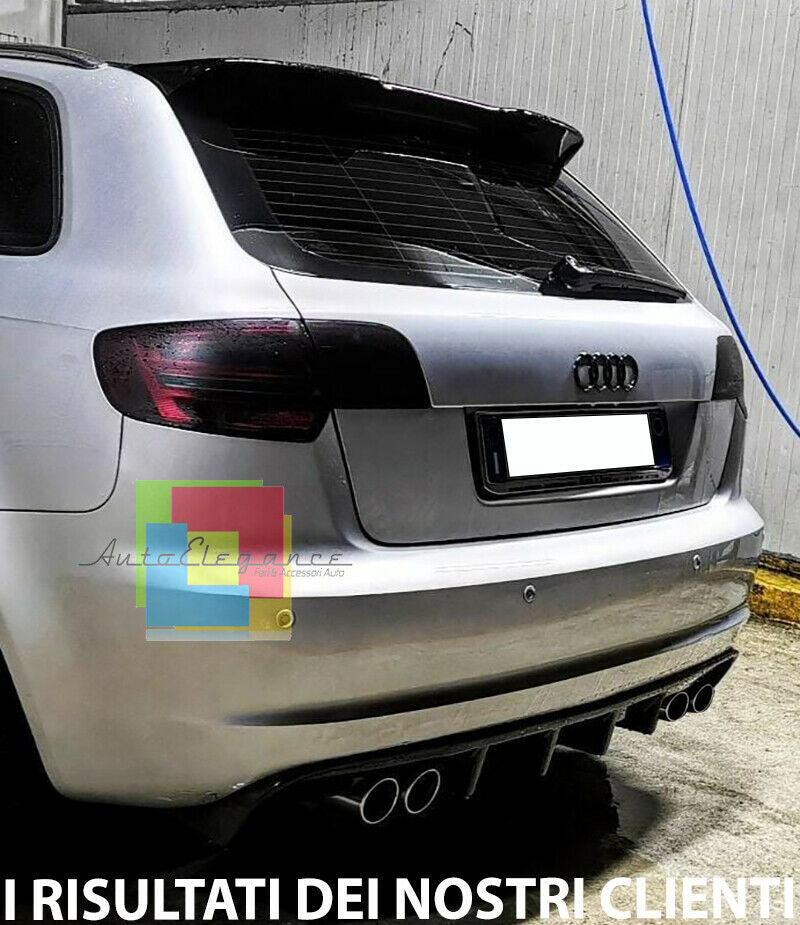 DIFFUSORE AUDI A3 S3 8P 08-12 SOTTO PARAURTI RS3 DOPPIO SCARICO NERO LUCIDO ABS