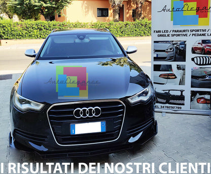 0230 AUDI A6 4G C7 2011-2018 SPLITTER PARAURTI ANTERIORE NERO LUCIDO LOOK RS AUTOELEGANCERICAMBI