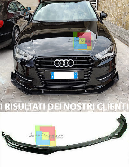 AUDI A3 8V 2012-2016 LAMA SOTTO PARAURTI ANTERIORE ABS NERO LUCIDO SPLITTER AUTOELEGANCERICAMBI