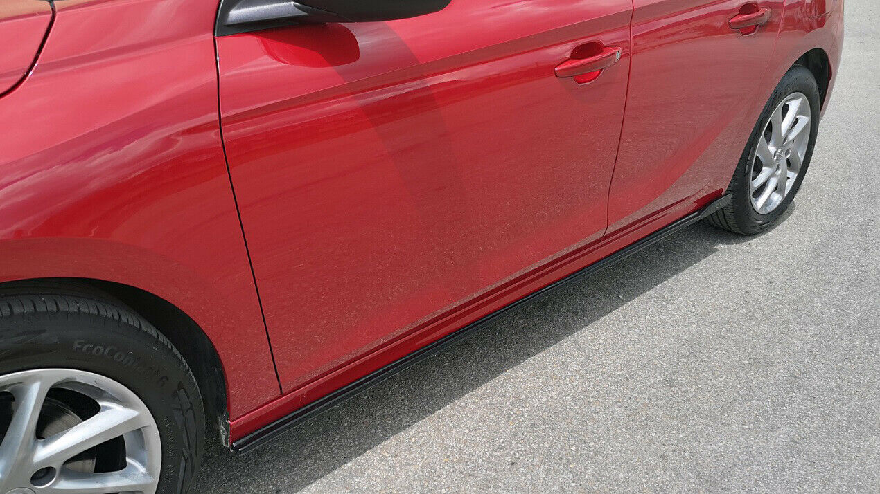 SPLITTER UNDER SIDE SKIRTS UNDER DOOR OPEL CORSA F 2019+ IN BLACK ABS