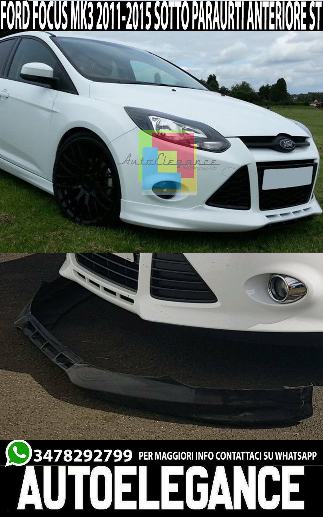 LOOK ZETEC S SOTTO PARAURTI FORD FOCUS MK3 2011+ SPOILER ANTERIORE .-.