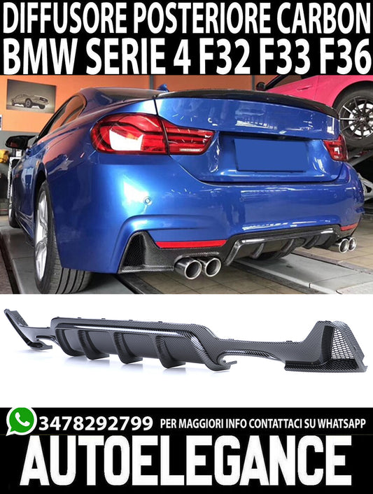 BMW SERIE 4 F32 F33 F36 2013-2019 DIFFUSORE POSTERIORE M4 DESIGN CARBON LOOK AUTOELEGANCERICAMBI