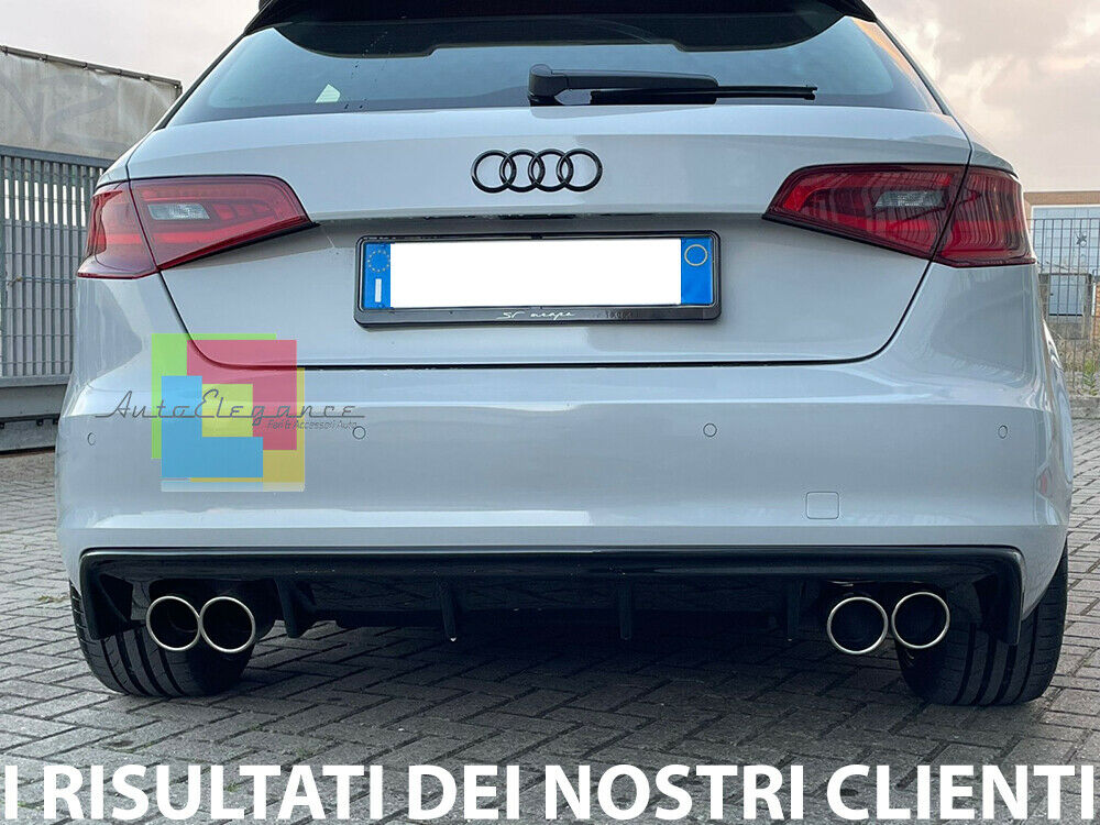 AUDI A3 8V SPORTBACK 2012 AL 2015 SOTTO PARAURTI DIFFUSORE RS3 4 SCARICHI ABS AUTOELEGANCERICAMBI