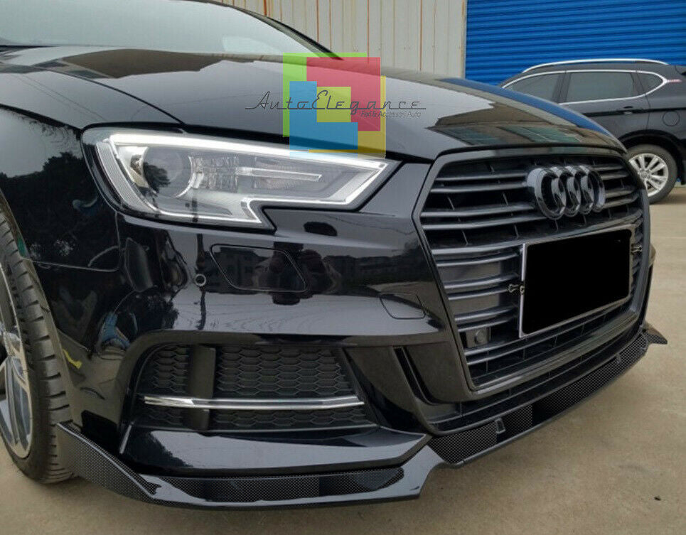 AUDI A3 8V 2017+ SLINE SOTTO PARAURTI ANTERIORE SPLITTER ABS CARBONIO 0286 AUTOELEGANCERICAMBI