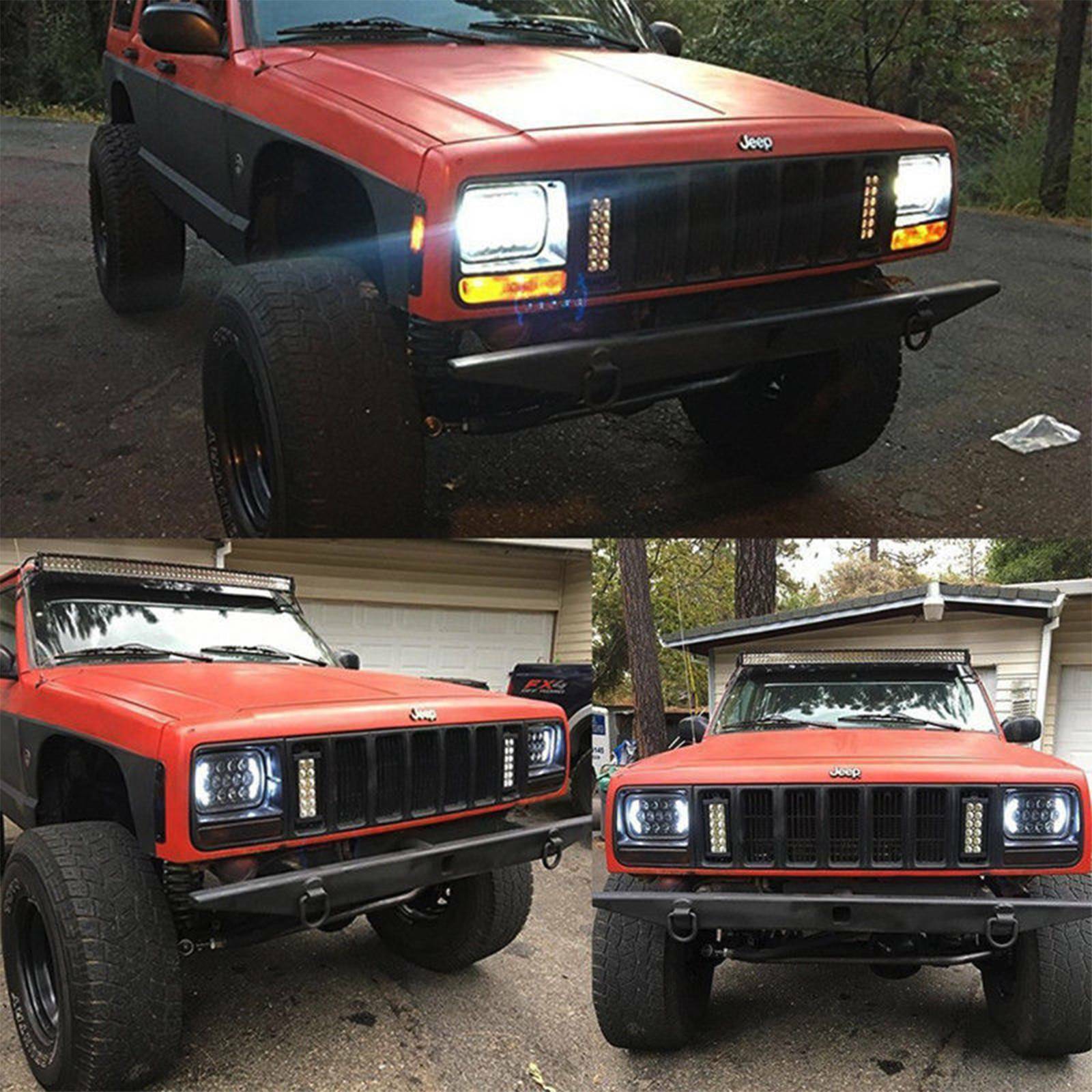 COPPIA FARI PER JEEP WRANGLER YJ FANALI ANTERIORE FULL LED DIURNE DRL 0165 AUTOELEGANCERICAMBI