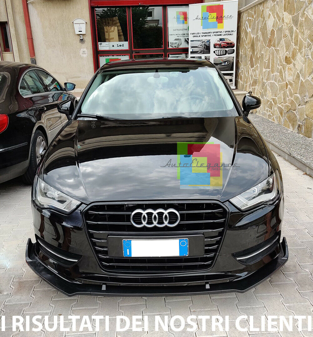 AUDI A3 8V 2012 AL 2016 SOTTO PARAURTI ANTERIORE ABS NERO LUCIDO SPLITTER 3PZ AUTOELEGANCERICAMBI