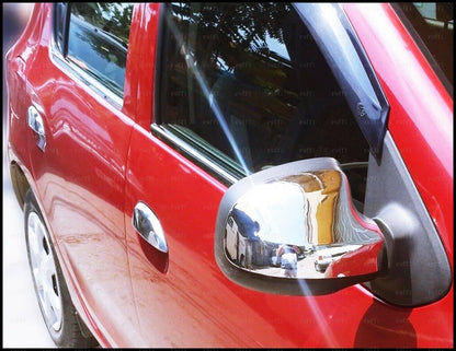 DACIA SANDERO I II 2008-2019 CALOTTE SPECCHIO ADESIVE CROMATE 3M ACCIAIO INOX AUTOELEGANCERICAMBI