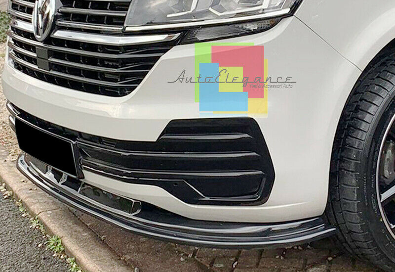 SPLITTER VW TRANSPORTER T6.1 FACELIFT UNDER FRONT BUMPER ABS GLOSSY BLACK BLADE