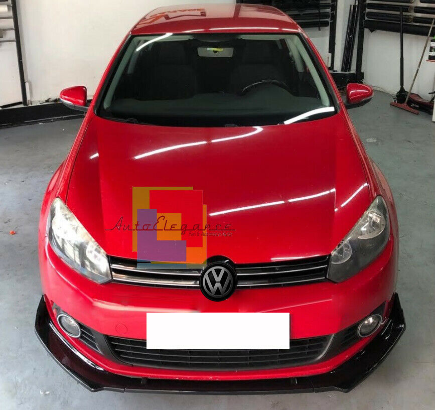 VW GOLF 6 VI 2008-2012 LAMA SOTTO PARAURTI ANTERIORE IN ABS SPLITTER NERO LUCIDO