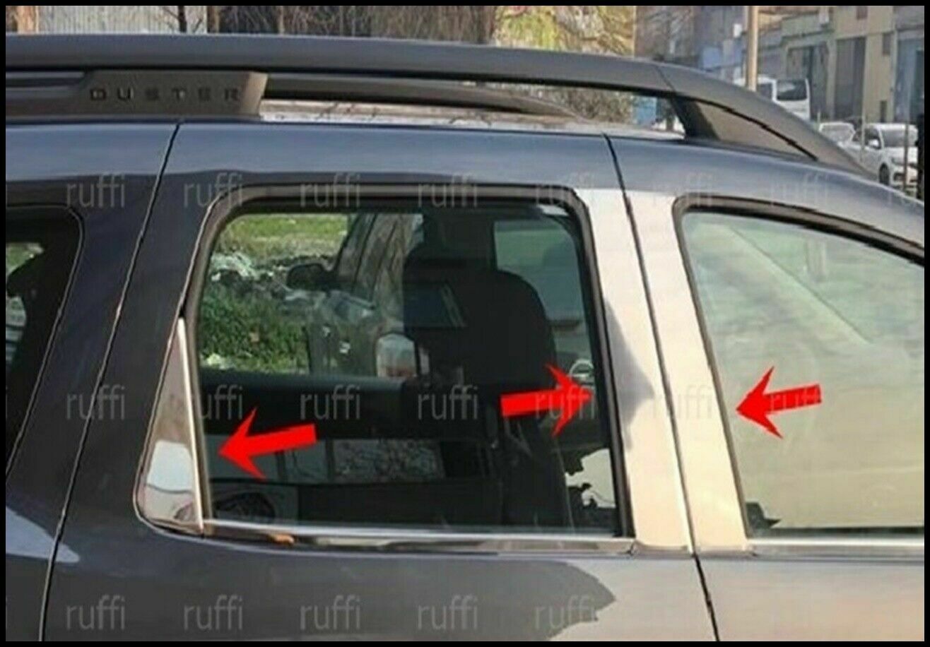 CORNICE FINESTRINI CROMATA DACIA DUSTER 2010-2018 MODANATURE CENTRALI INOX 6PZ AUTOELEGANCERICAMBI