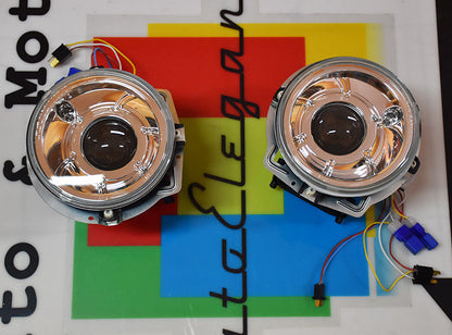 MERCEDES CLASSE G W463 W461 1990-2012 FARI ANTERIORI LENTICOLARI FANALI CROMATI