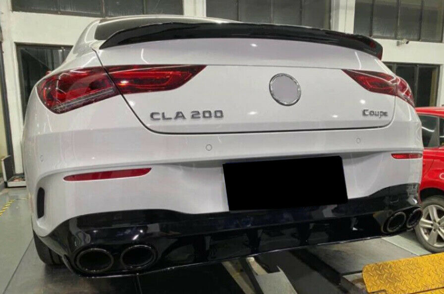 MERCEDES CLA W118 AMG REAR DIFFUSER WITH BLACK STAINLESS STEEL TIPPER A45