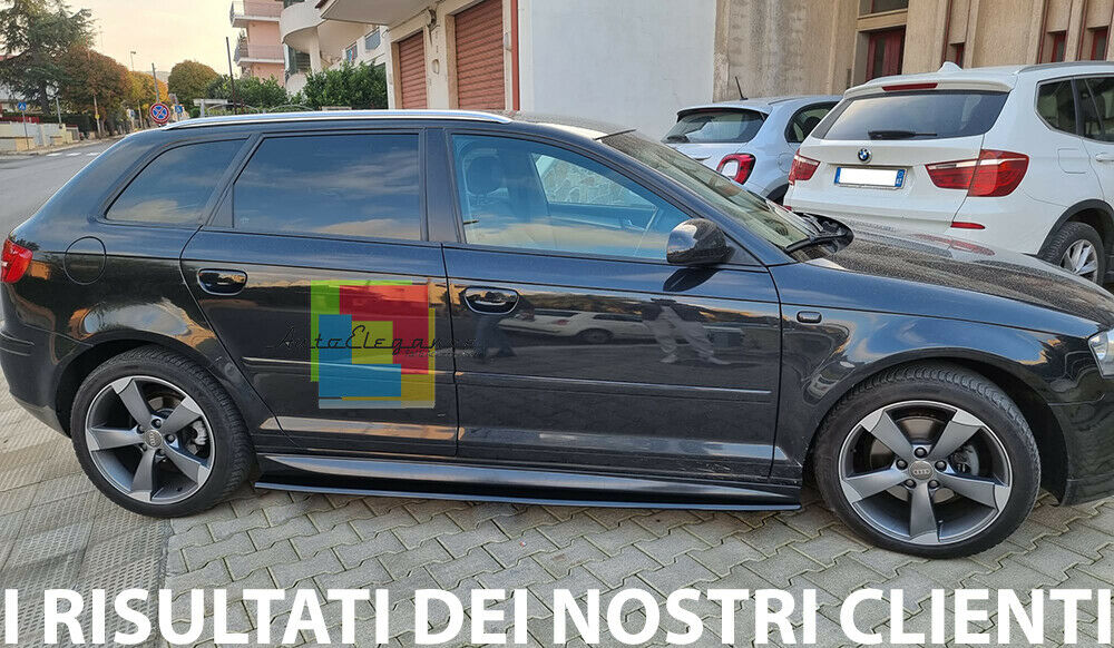 FLAPS UNDER SIDE SKIRTS AUDI A3 8P SPORTBACK ABS GLOSSY BLACK BLADES