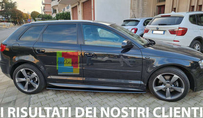FLAPS UNDER SIDE SKIRTS AUDI A3 8P SPORTBACK ABS GLOSSY BLACK BLADES