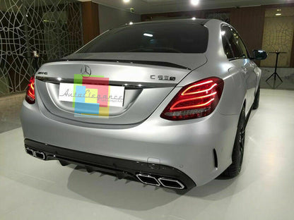 BOOT SPOILER SUITABLE FOR MERCEDES C CLASS SEDAN W205 GLOSSY BLACK LOOK 
