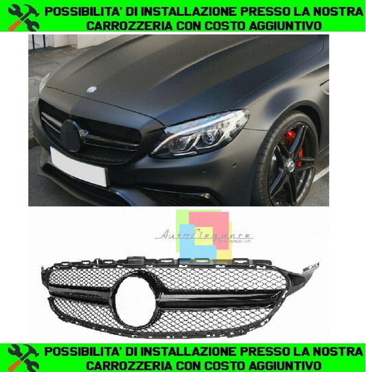 GRIGLIA ANTERIORE MERCEDES CLASSE C W205 2014-2018 MASCHERINA NERO ABS / PLASTIC