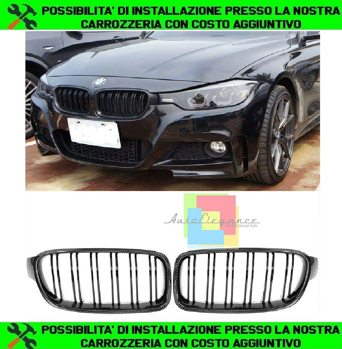 GRIGLIA ANTERIORE CALANDRA CARBON DOPPIA FASCIA M - BMW SERIE 3 F30 F31 2011+