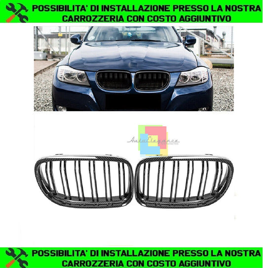 GRIGLIA ANTERIORE M3 CABONIO BMW SERIE 3 E90 E91 2008-2011 RESTYLING LCI DOPPIA