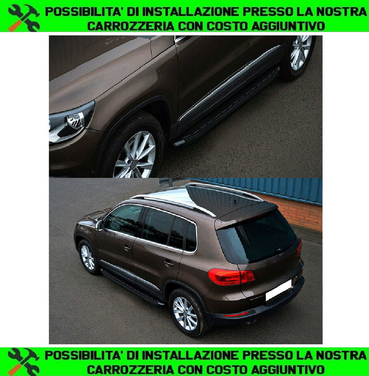 PEDANE LATERALI VW TIGUAN 2007-2015 SOTTO PORTA ANTISCIVOLO NERO - NEW
