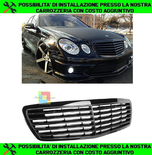 MERCEDES E-CLASS W211 2002-2006 FRONT GRILLE AMG LOOK BLACK EDITION