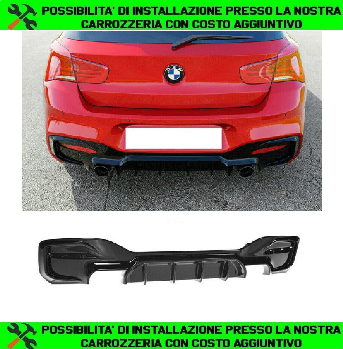 M PERFORMANCE REAR DIFFUSER BMW SERIES F20 F21 LIFT ABS GLOSS BLACK