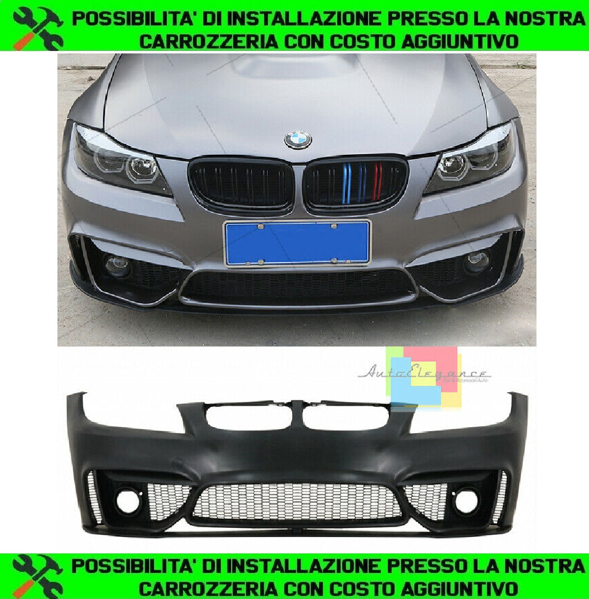 BMW SERIE 3 E90 E91 2008-2011 PARAURTI ANTERIORE SENZA FENDINEBBIA DESIGN M3 CS AUTOELEGANCERICAMBI