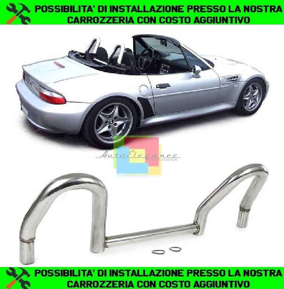 BMW Z3 E36 ROADSTER 1995-2003 ROLL BAR CROMATO AUTOELEGANCERICAMBI