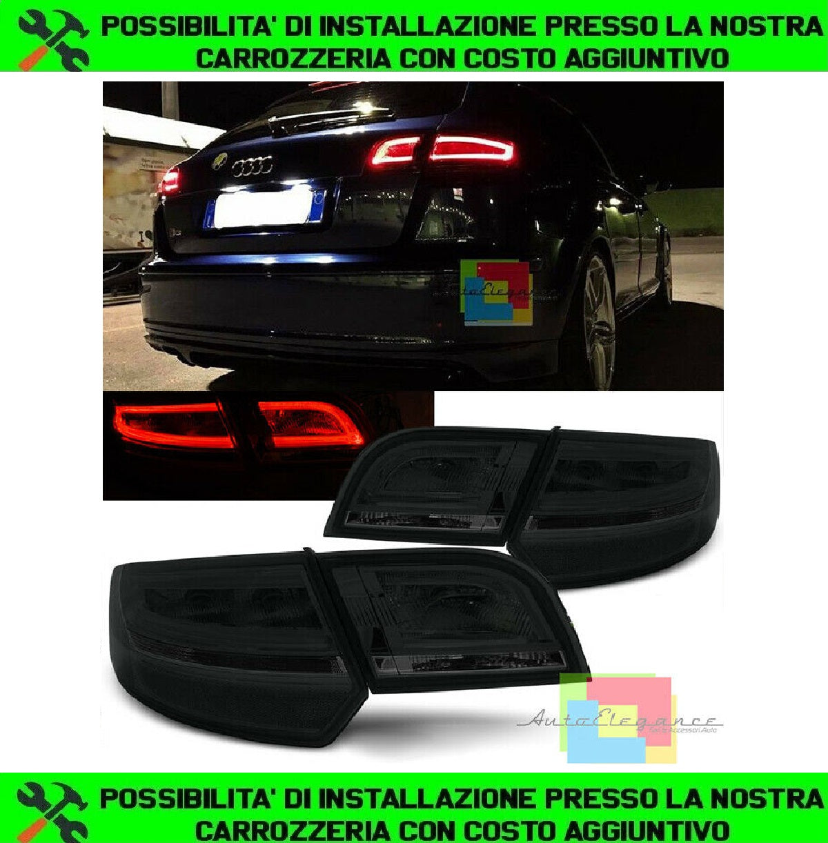 REAR LIGHTS LIGHTBAR LED RESTYLING BLACK LIGHTS AUDI A3 8P 04-08 SPORTBACK