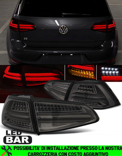 VW GOLF 7 VII FROM 2012-2017 BLACK LED REAR LIGHTS TUNING LIGHTBAR