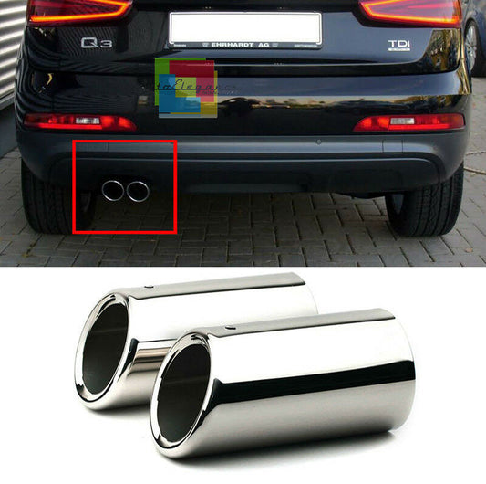 CHROME EXHAUST TIPPS STAINLESS STEEL SLINE LOOK FOR AUDI Q3 8U 2011+