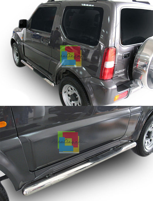 SUZUKI JIMNY 1998-2018 PEDANE LATERALI TUBOLARI SOTTO PORTA ACCIAIO