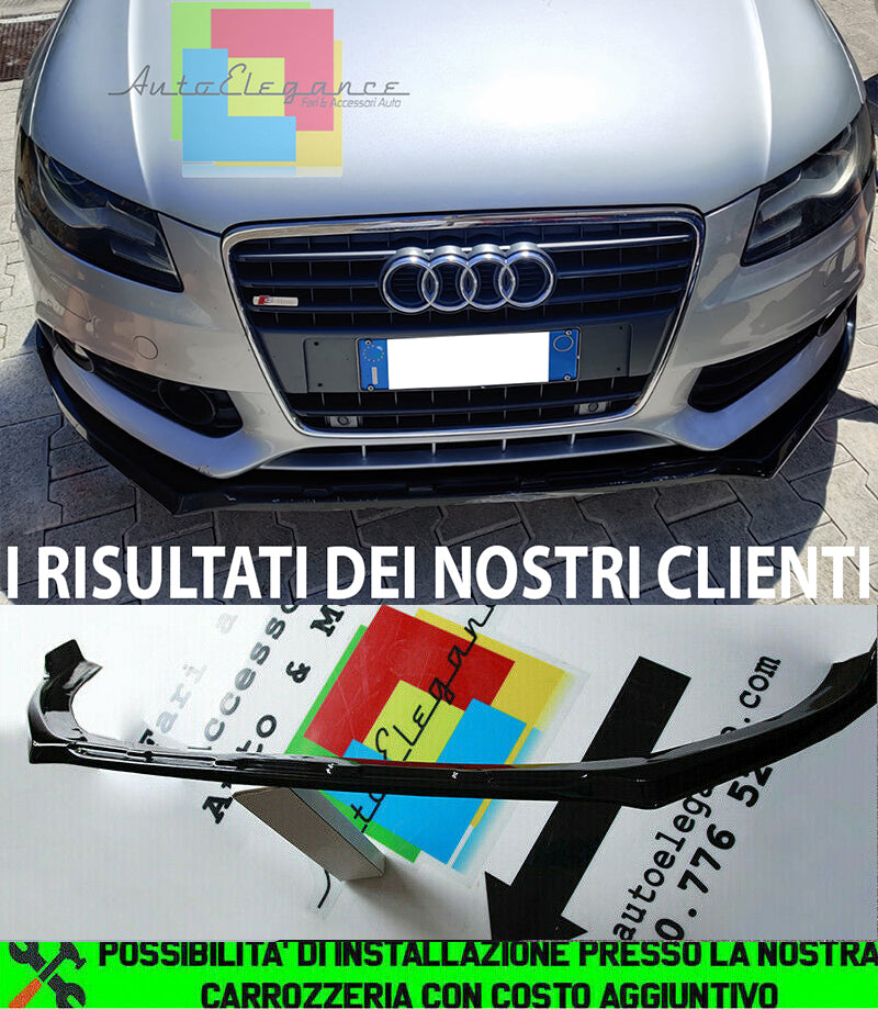 AUDI A4 B8 2008-2012 LAMA SOTTO PARAURTI ANTERIORE ABS NERO LUCIDO SPLITTER AUTOELEGANCERICAMBI