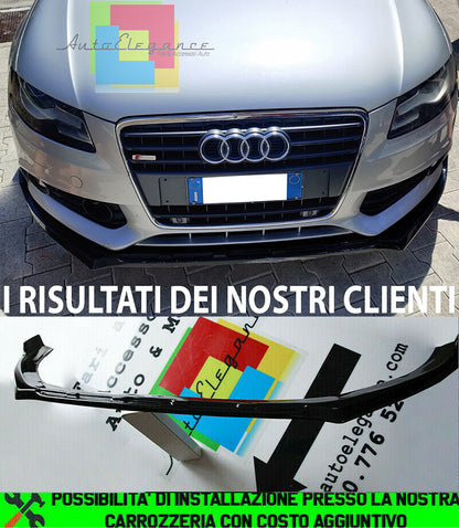 AUDI A4 B8 2008-2012 LAMA SOTTO PARAURTI ANTERIORE ABS NERO LUCIDO SPLITTER AUTOELEGANCERICAMBI