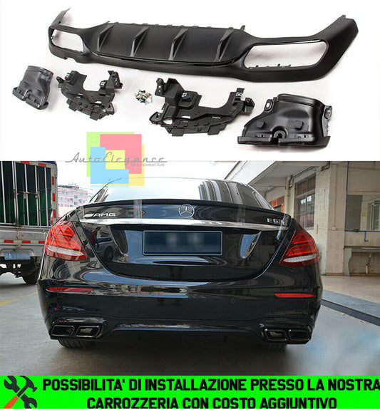 MERCEDES E-CLASS W213 S213 2016+ DIFFUSER WITH BLACK TIPPER AMG DESIGN ABS -