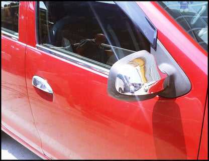 DACIA SANDERO I II 2008-2019 CALOTTE SPECCHIO ADESIVE CROMATE 3M ACCIAIO INOX AUTOELEGANCERICAMBI