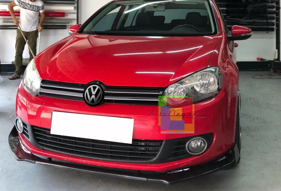 VW GOLF 6 VI 2008-2012 LAMA SOTTO PARAURTI ANTERIORE IN ABS SPLITTER NERO LUCIDO